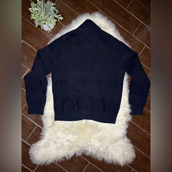 Tommy Hilfiger black zip up mock neck sweater sz XL - Picture 4 of 7